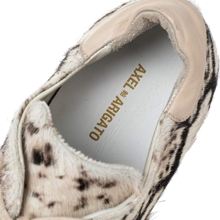 Pre Owned Axel Arigato Beige/Brown Pony Hair And Leather Low Top Sneakers Size 41