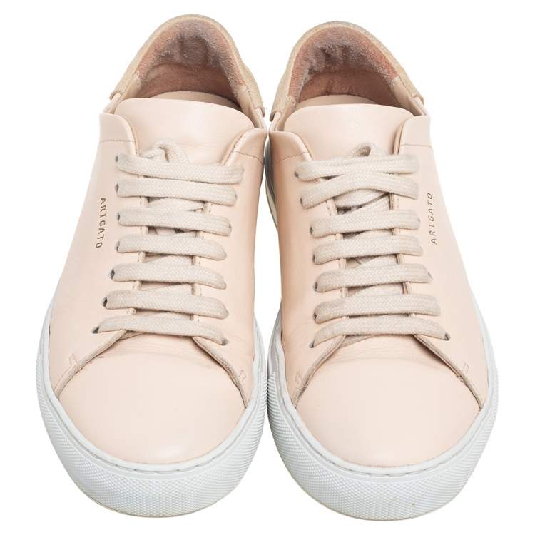 Pre Owned Axel Arigato Beige Leather Lace Up Sneakers Size 37