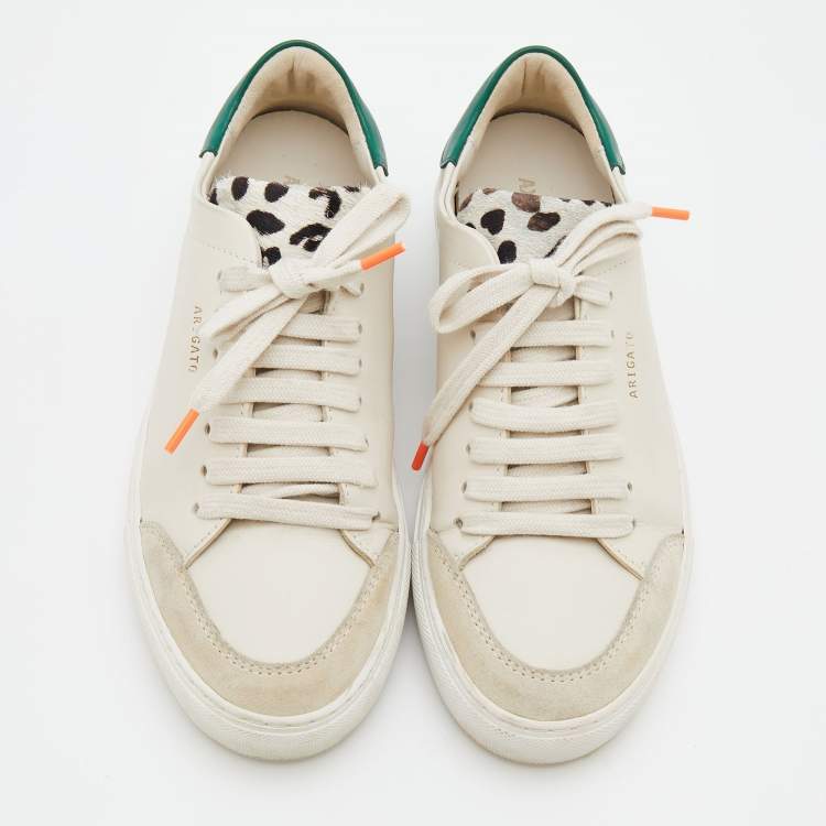 Pre Owned Axel Arigato Beige Leather and Suede Clean 90 Triple Sneakers Size 38