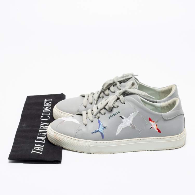 Pre Owned Axel Arigato Grey Leather Clean 90 Bird Low-Top Sneakers Size 40