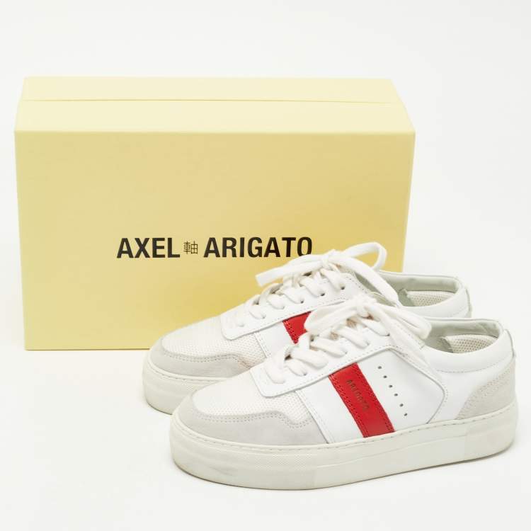 Pre Owned Axel Arigato White/Grey Leather  and Suede Low Top Sneakers Size 36