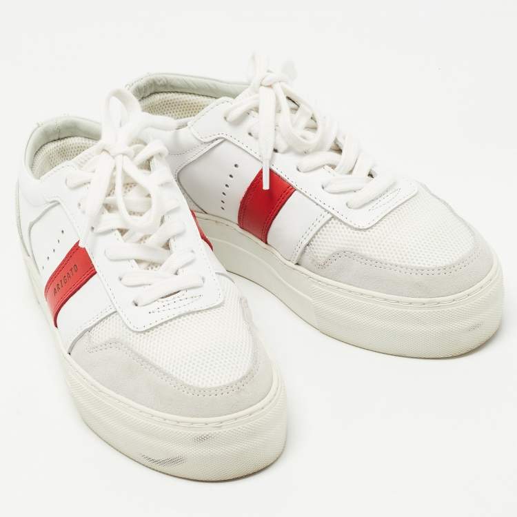 Pre Owned Axel Arigato White/Grey Leather  and Suede Low Top Sneakers Size 36