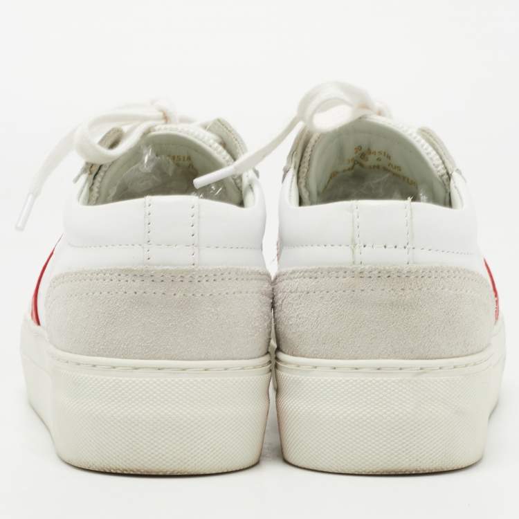 Pre Owned Axel Arigato White/Grey Leather  and Suede Low Top Sneakers Size 36