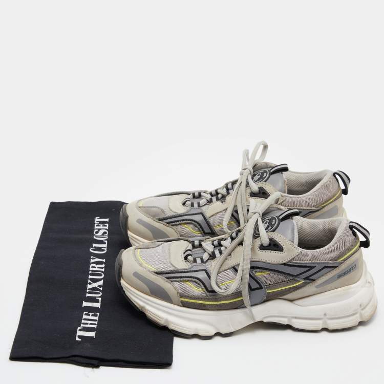 Pre Owned Axel Arigato Grey Mesh and Leather Marathon R Trail Sneakers Size 37