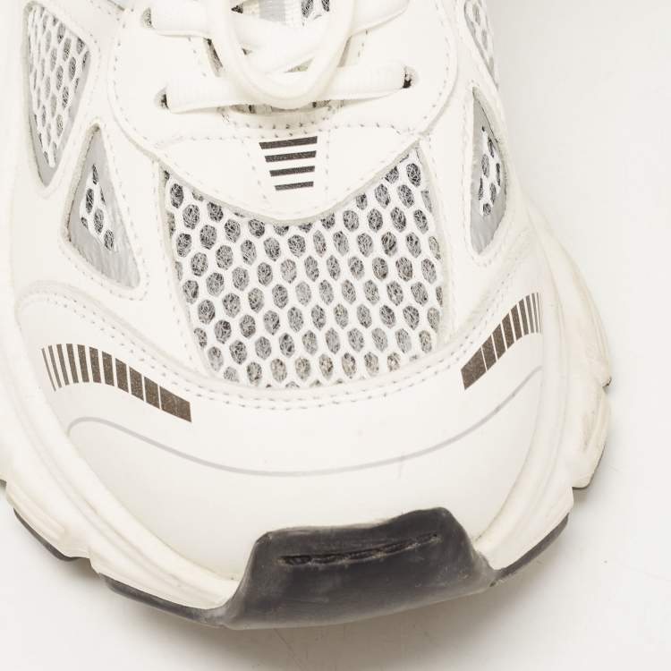 Pre Owned Axel Arigato White/Grey Mesh and Leather Marathon Runner Sneakers Size 37