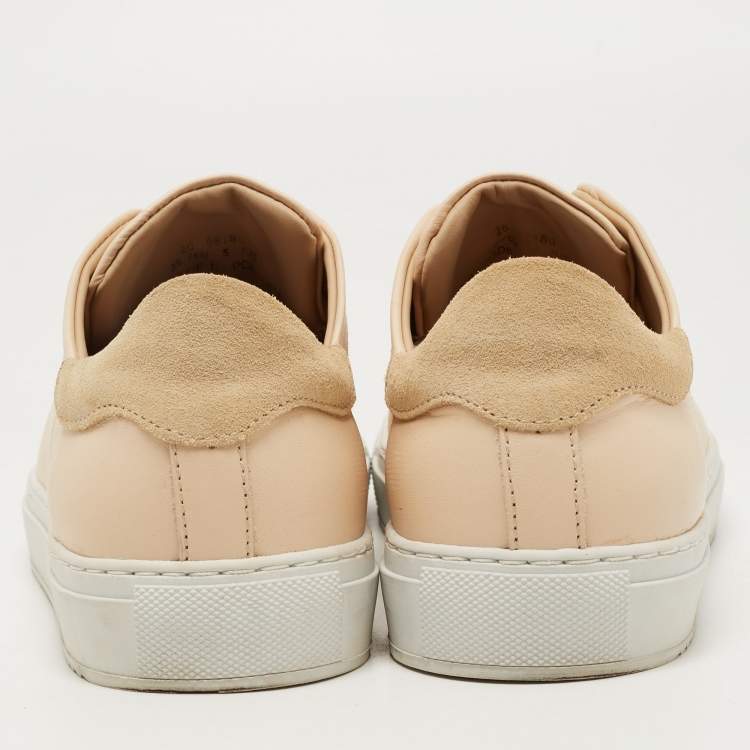 Pre Owned Axel Arigato Beige Leather and Suede Low Top  Sneakers Size 35