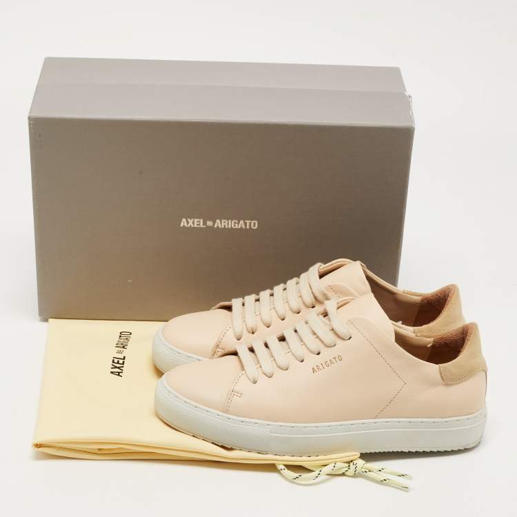 Pre Owned Axel Arigato Beige Leather and Suede Low Top  Sneakers Size 35