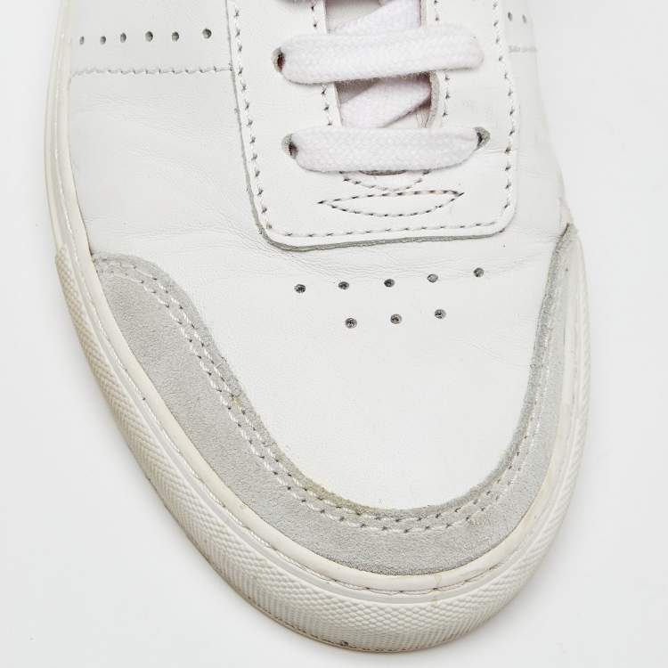 Pre Owned Axel Arigato White/Red Leather and Suede Dunk Low Top Sneakers Size 38