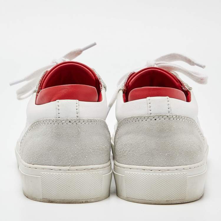 Pre Owned Axel Arigato White/Red Leather and Suede Dunk Low Top Sneakers Size 38