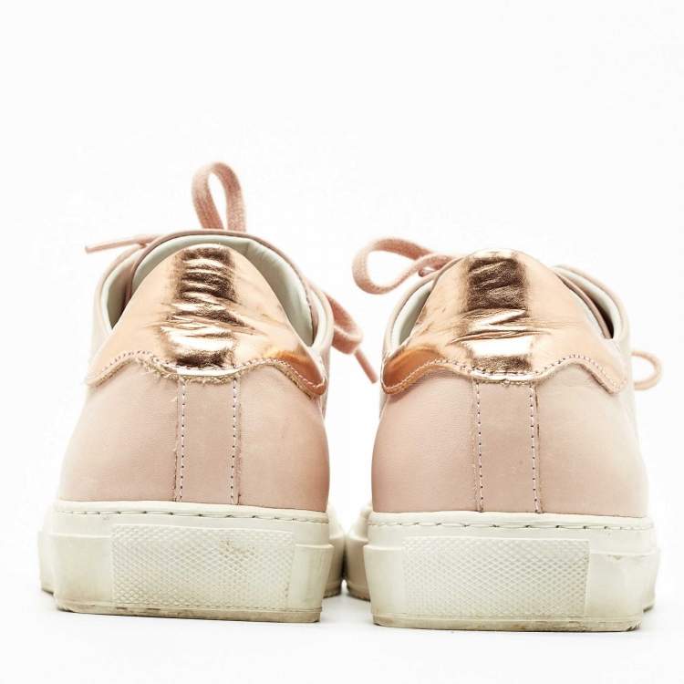 Pre Owned Axel Arigato Light Beige Leather And Suede Low Top Sneakers Size 37