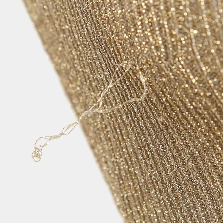 Pre Owned Aya Muse Kei Beige Lurex Knit Maxi Evening Dress XS