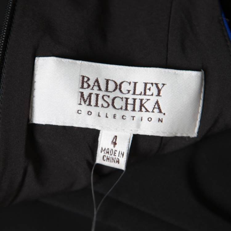 Pre Owned Badgley Mischka Collection Colorblock Sleeveless Evening Gown S