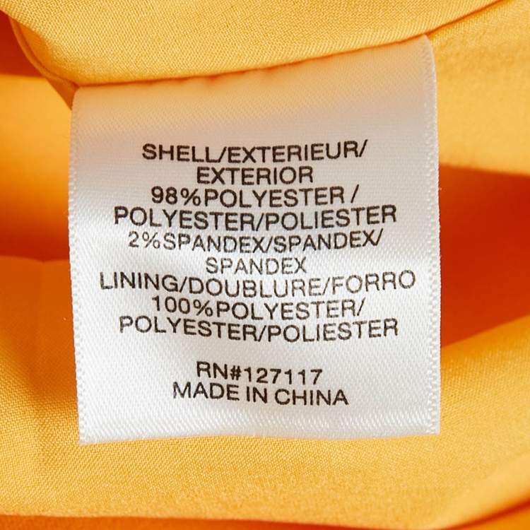 Pre Owned Badgley Mischka Yellow Crepe Puff Sleeve Marigold Gown M