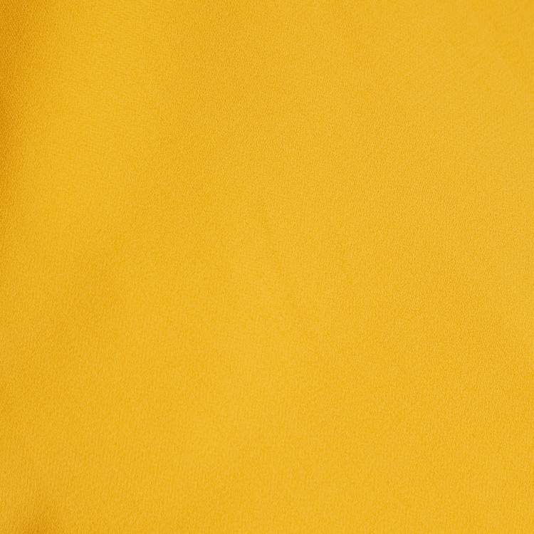 Pre Owned Badgley Mischka Yellow Crepe Puff Sleeve Marigold Gown M