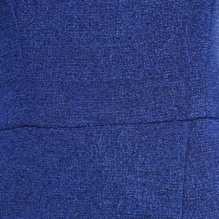 Pre Owned Badgley Mischka Blue Tweed Sleeveless Short Dress S