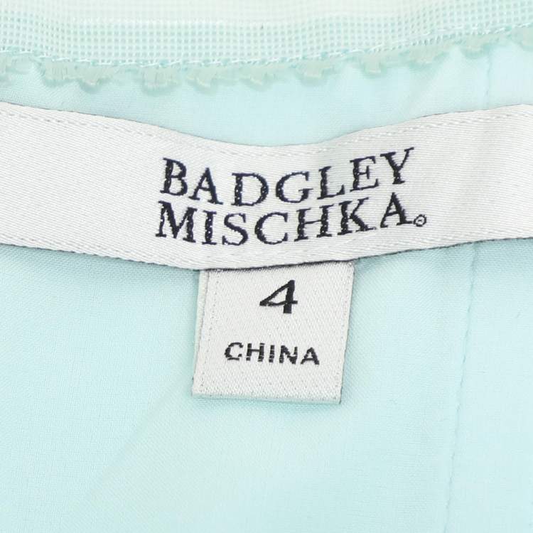 Pre Owned Badgley Mischka Powdered Blue Polyester Blend Ruffle Dress S