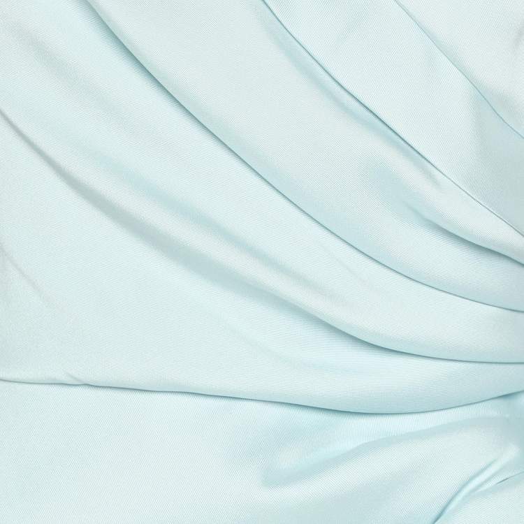 Pre Owned Badgley Mischka Powdered Blue Polyester Blend Ruffle Dress S
