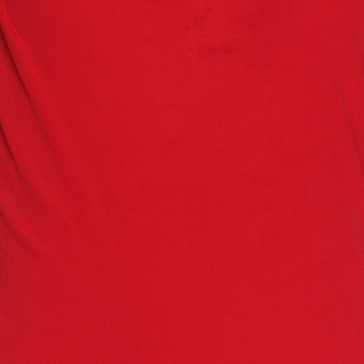 Pre Owned Badgley Mischka Red Stretch Crepe Maxi Dress XL