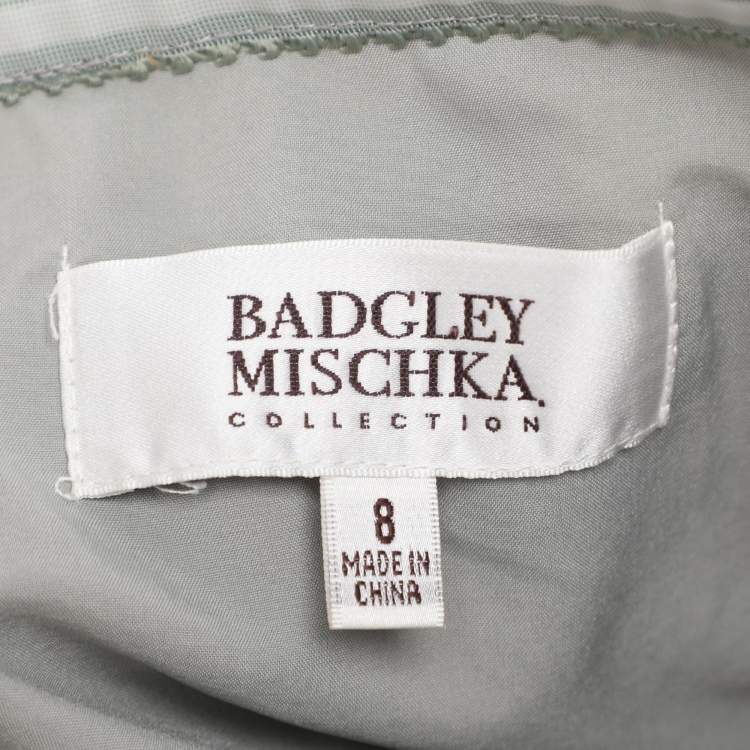 Pre Owned Badgley Mishka Silver Sequin Mesh Embellished Dress M