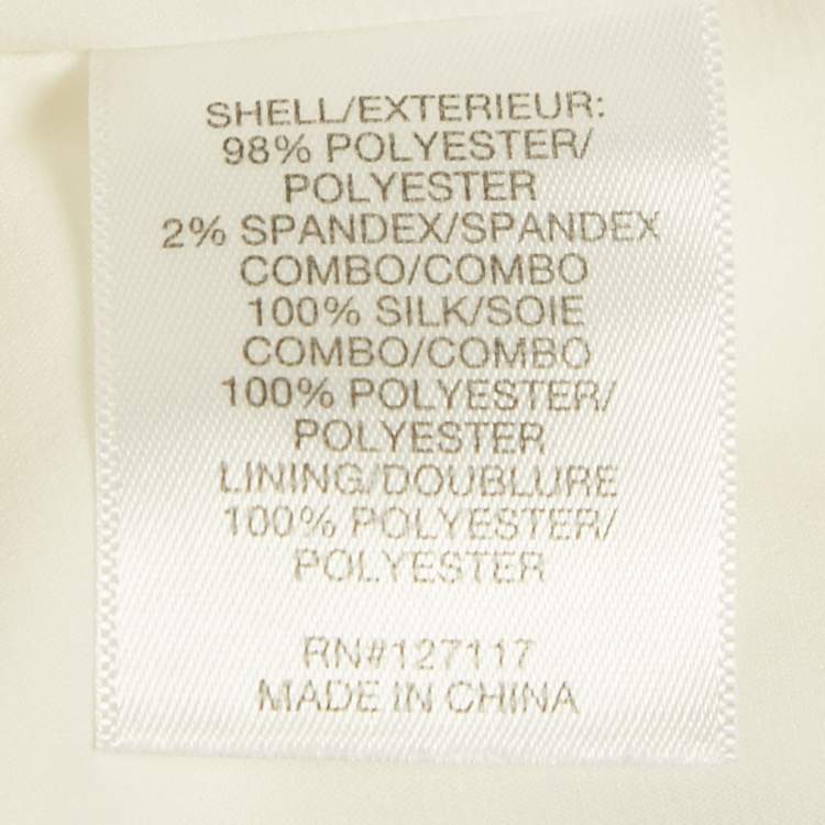 Pre Owned Badgley Mischka White Crepe Ruffle Lace Detail One Shoulder Gown M