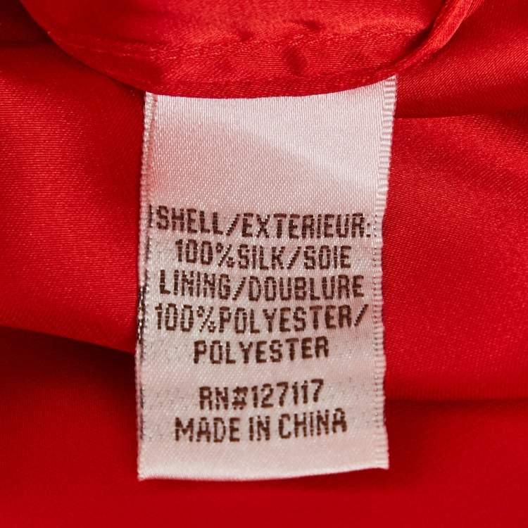 Pre Owned Badgley Mischka Red Silk Pleated Sleeveless Gown L