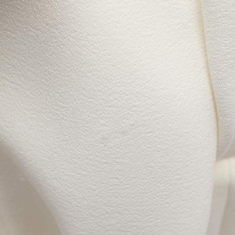 Pre Owned Badgley Mischka White Stretch Crepe Belted Dress S