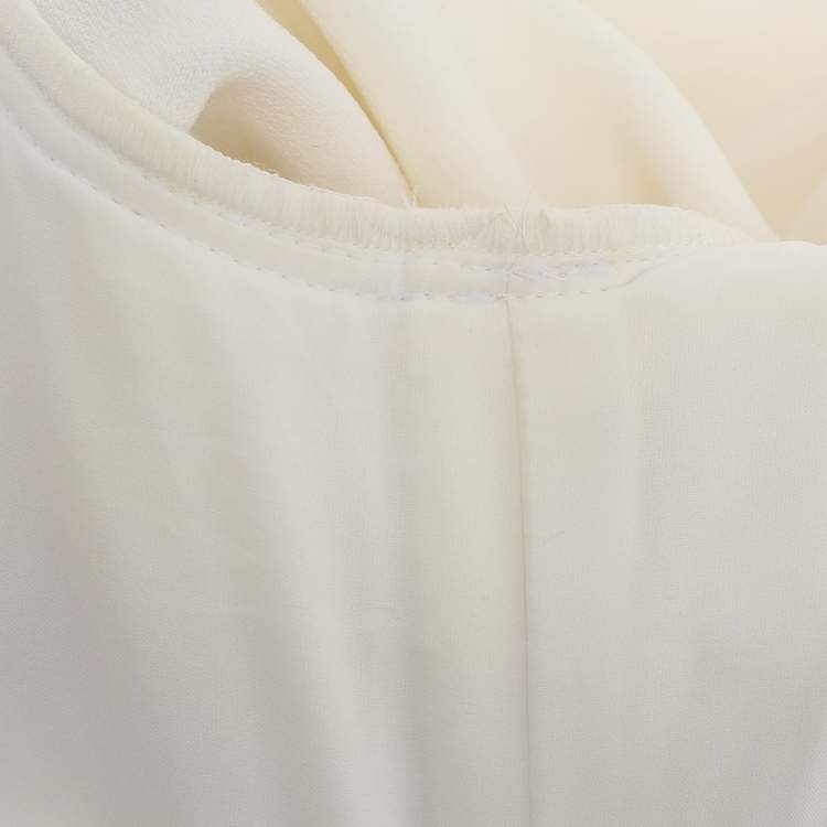 Pre Owned Badgley Mischka White Stretch Crepe Belted Dress S