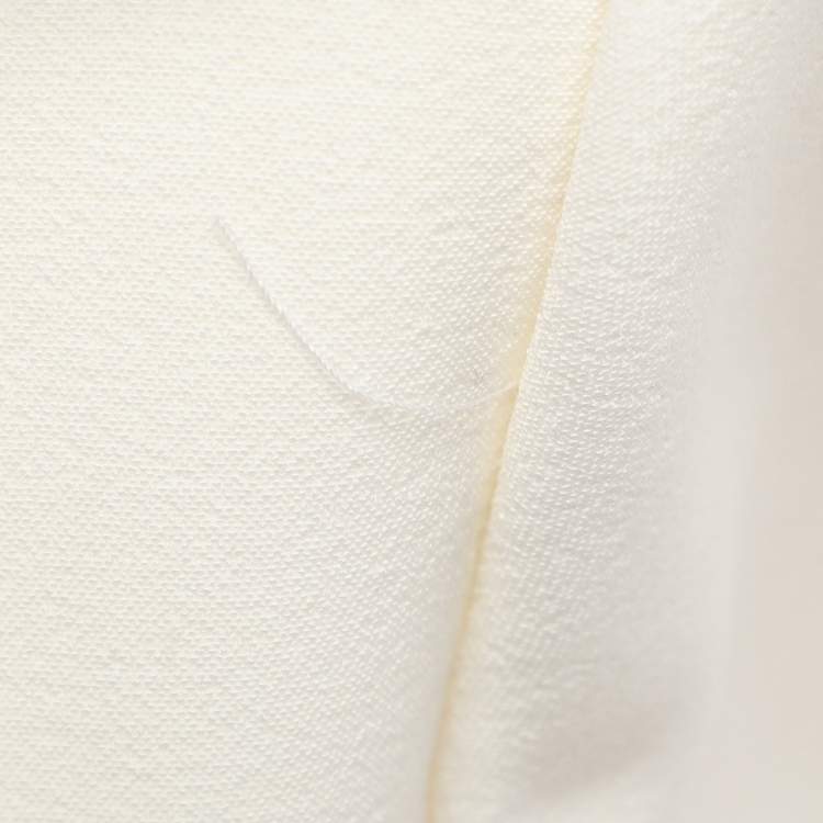 Pre Owned Badgley Mischka White Stretch Crepe Belted Dress S