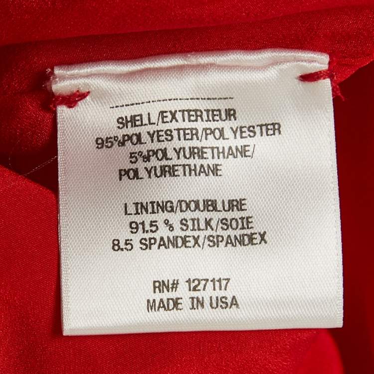 Pre Owned Badgley Mischka Couture Red Crepe Off Shoulder Embellished Long Gown L