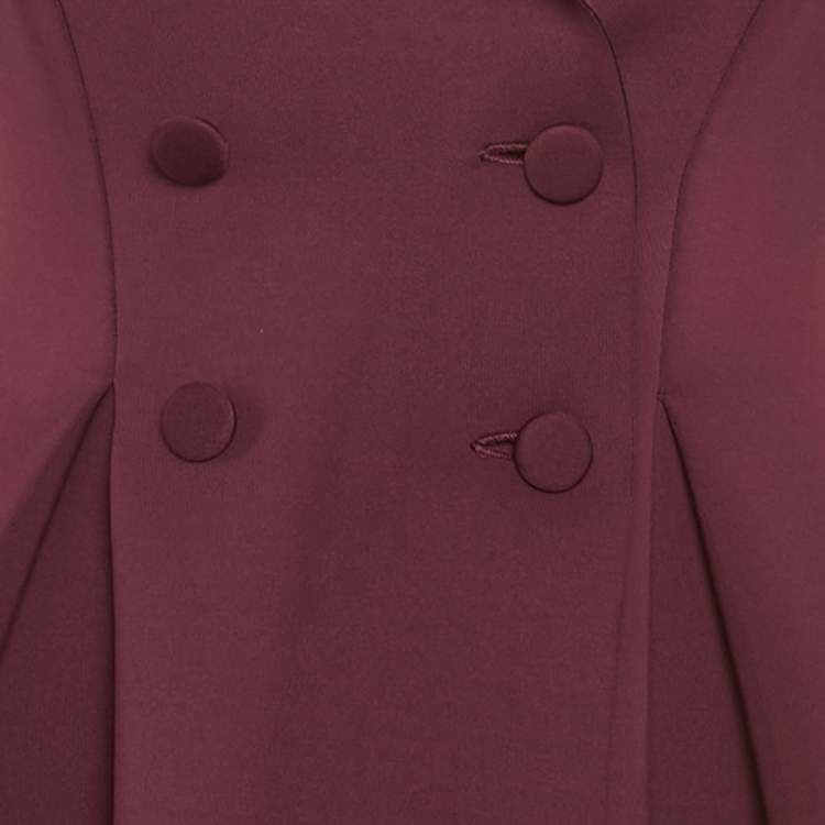 Pre Owned Badgley Mischka Burgundy Neoprene Double Breasted Mini Dress M