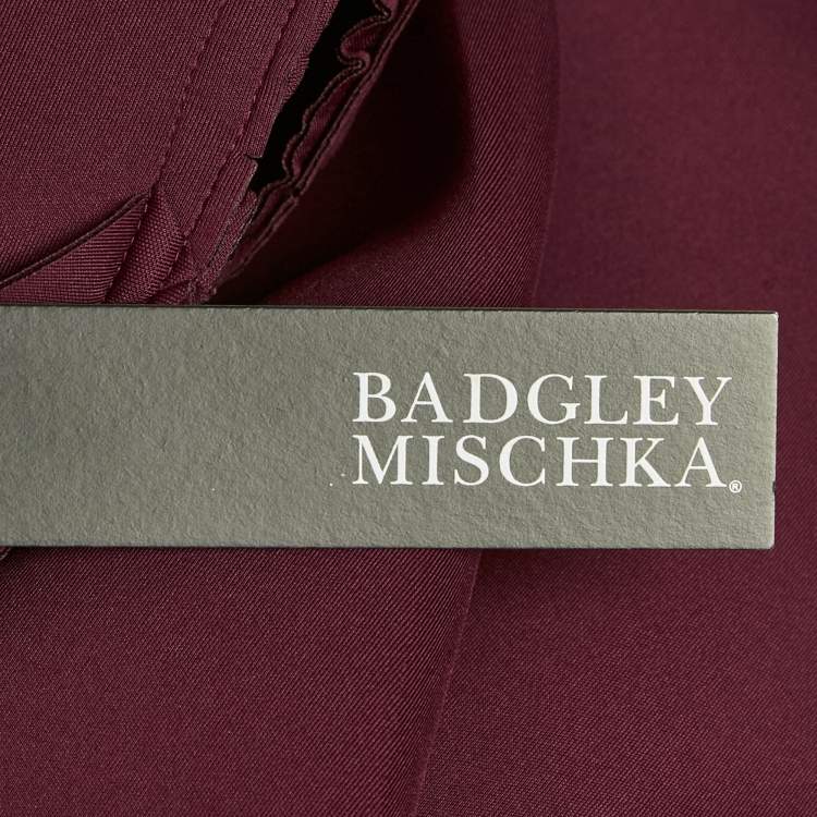 Pre Owned Badgley Mischka Burgundy Neoprene Double Breasted Mini Dress M