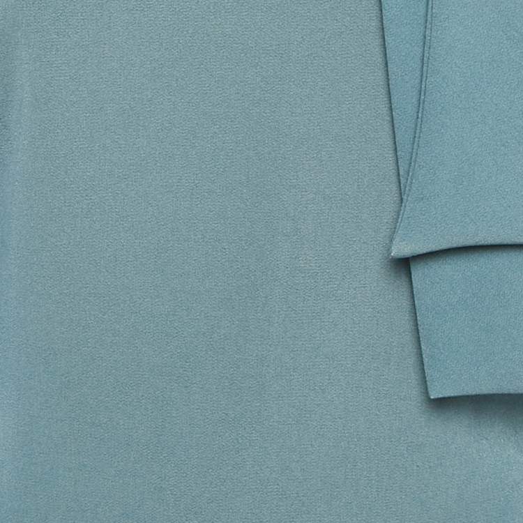 Pre Owned Badgley Mischka Light Blue Crepe Bow Detail Mini Dress S