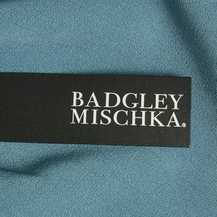 Pre Owned Badgley Mischka Light Blue Crepe Bow Detail Mini Dress S