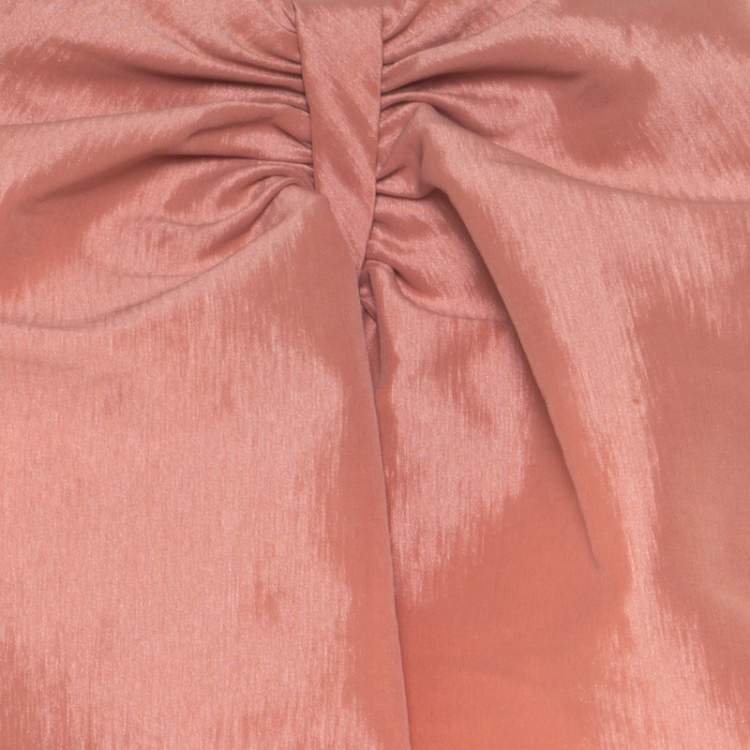 Pre Owned Badgley Mischka Collection Copper Metallic Lace Overlay Strapless Kimono Dress L