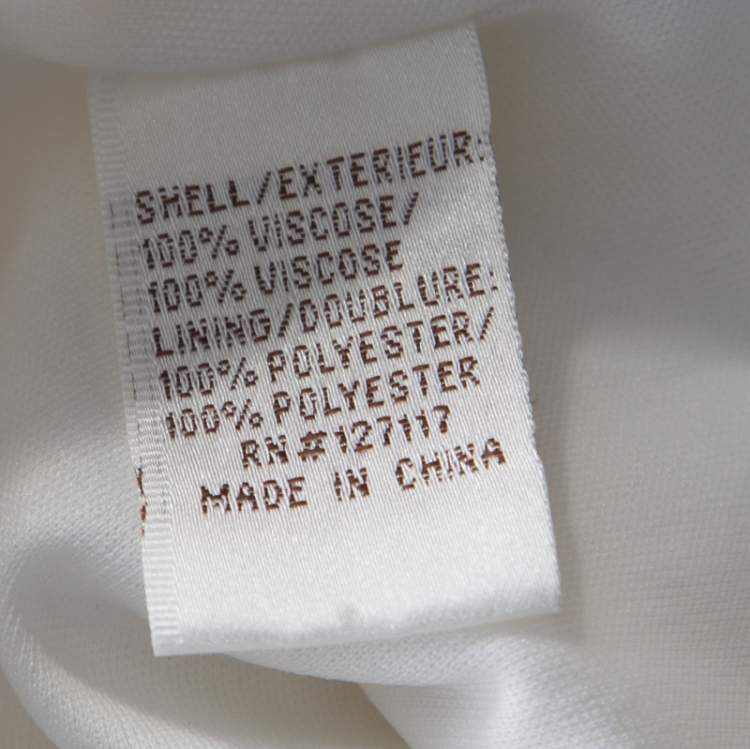 Pre Owned Badgley Mischka Collection White Ruched Knit Contrast Embellished One Shoulder Gown L