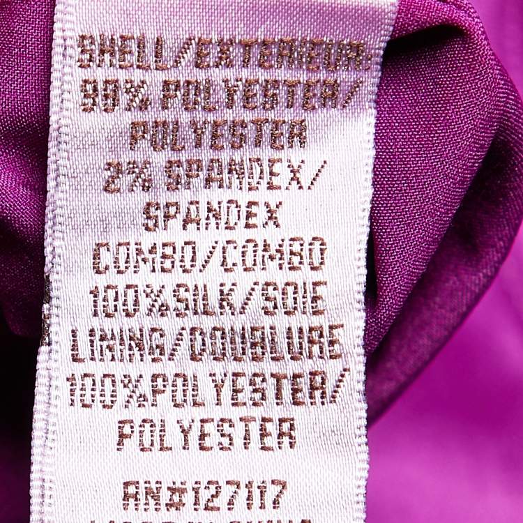 Pre Owned Badgley Mischka Purple Crepe Ruffle Detail Strapless Gown M