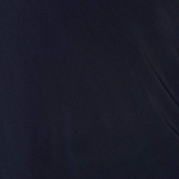 Pre Owned Badgley Mischka Navy Blue Embellished Detail Jersey Draped Mini Dress XS