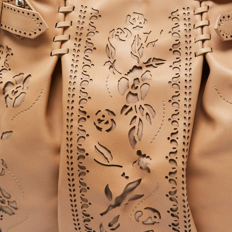 Pre Owned Baldinini Beige Laser Cut Leather Tote