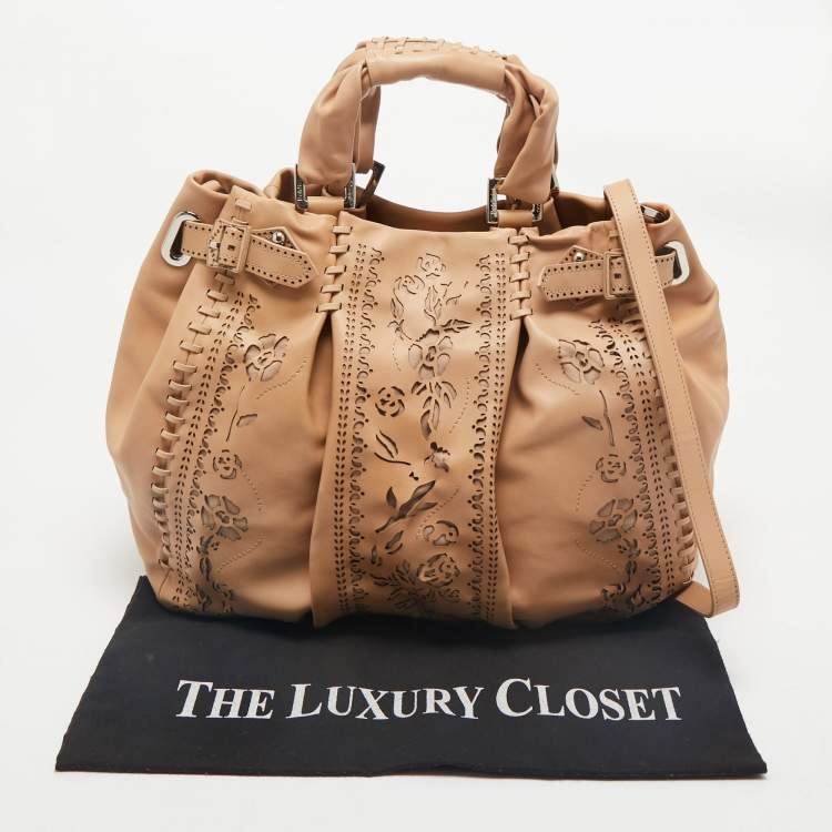 Pre Owned Baldinini Beige Laser Cut Leather Tote
