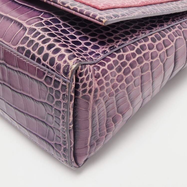 Pre Owned Baldinini Purple/Pink Alligator Top Handle Bag