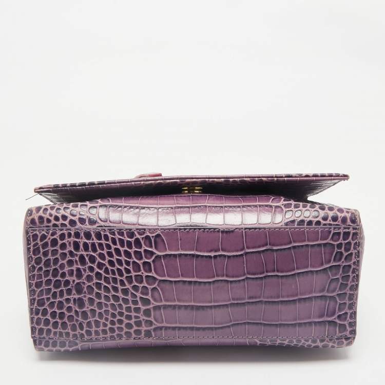 Pre Owned Baldinini Purple/Pink Alligator Top Handle Bag