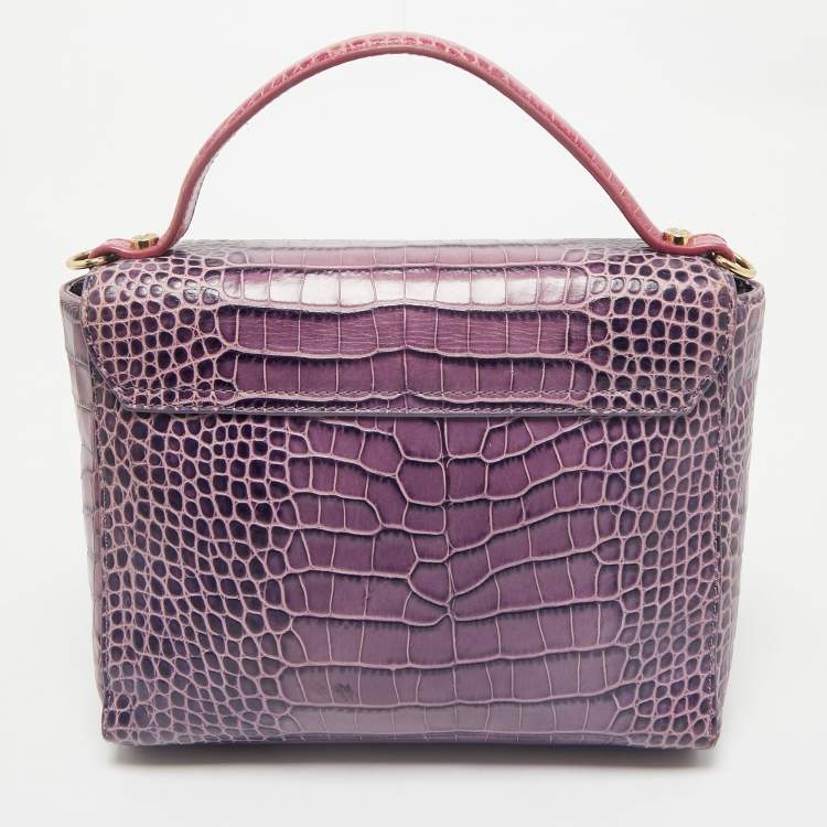 Pre Owned Baldinini Purple/Pink Alligator Top Handle Bag