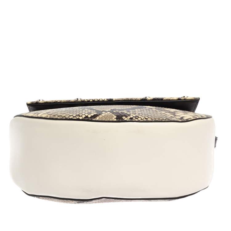 Pre Owned Baldinini White/Grey Python Embossed Leather and Leather Crossbody Bag