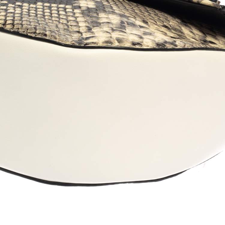 Pre Owned Baldinini White/Grey Python Embossed Leather and Leather Crossbody Bag