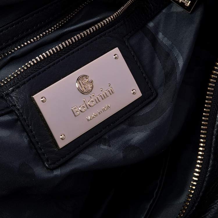 Pre Owned Baldinini Black Leather Top Zip Tote