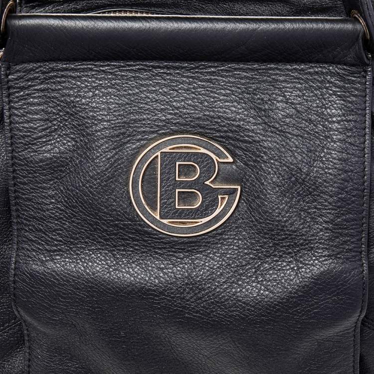 Pre Owned Baldinini Black Leather Top Zip Tote