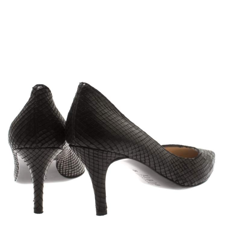 Pre Owned Baldinini Black Python Embossed Leather Pointed Toe Pumps Size 40