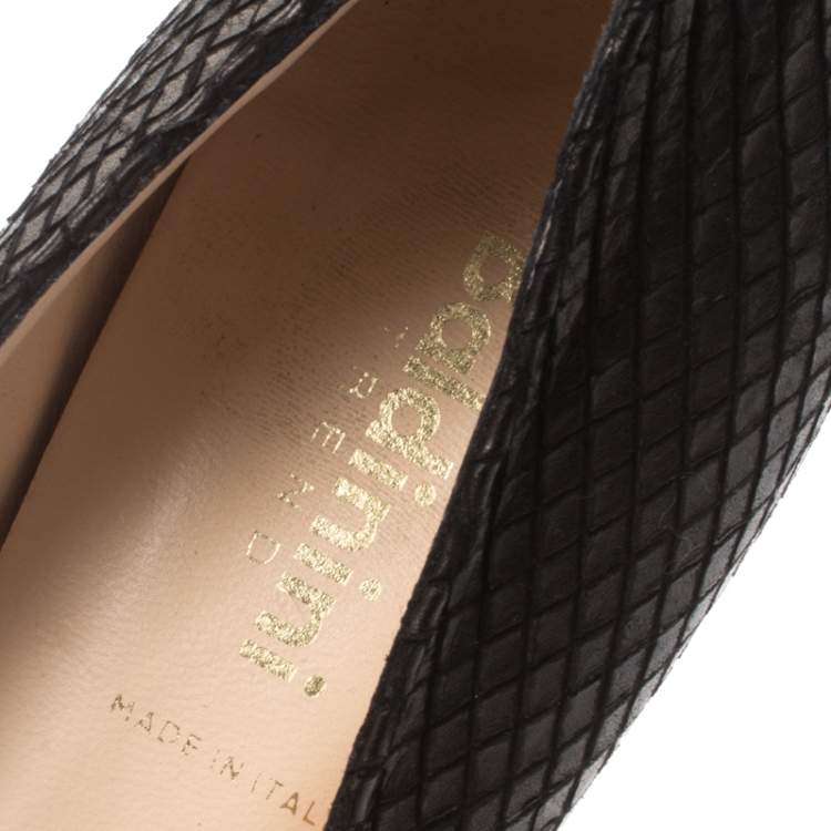Pre Owned Baldinini Black Python Embossed Leather Pointed Toe Pumps Size 40