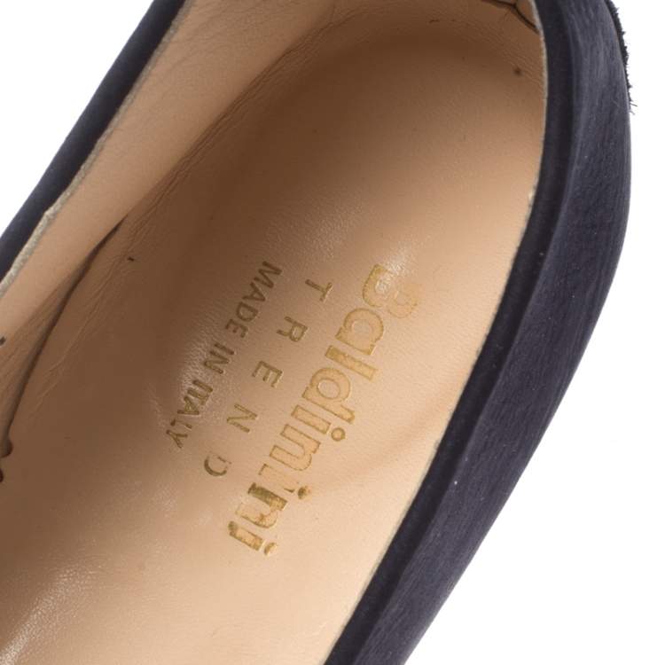 Pre Owned Baldinini Navy Blue Nubuck Smoking Slippers Size 41