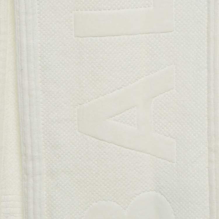 Pre Owned Balenciaga White Logo Detail Cotton Tennis Spugna Scarf 